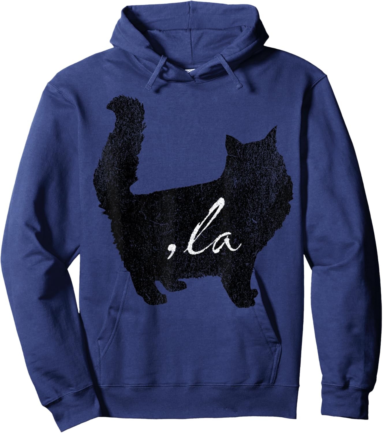 la/ Comma la/Comma la in A Black Cat Silhouette Hoodie - Hoodie | Navy