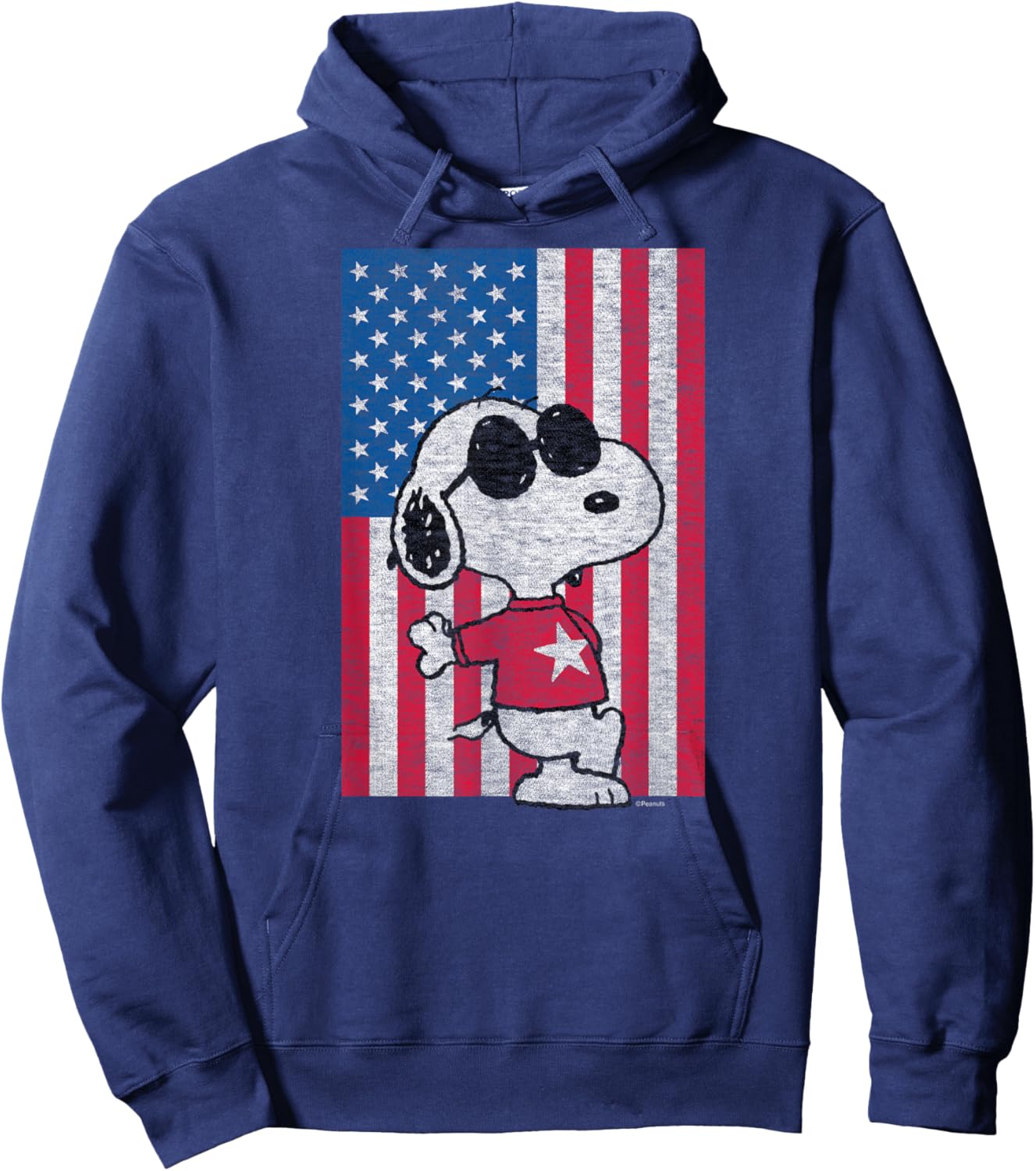 Peanuts - Joe Cool Flag Hoodie - Hoodie | Navy