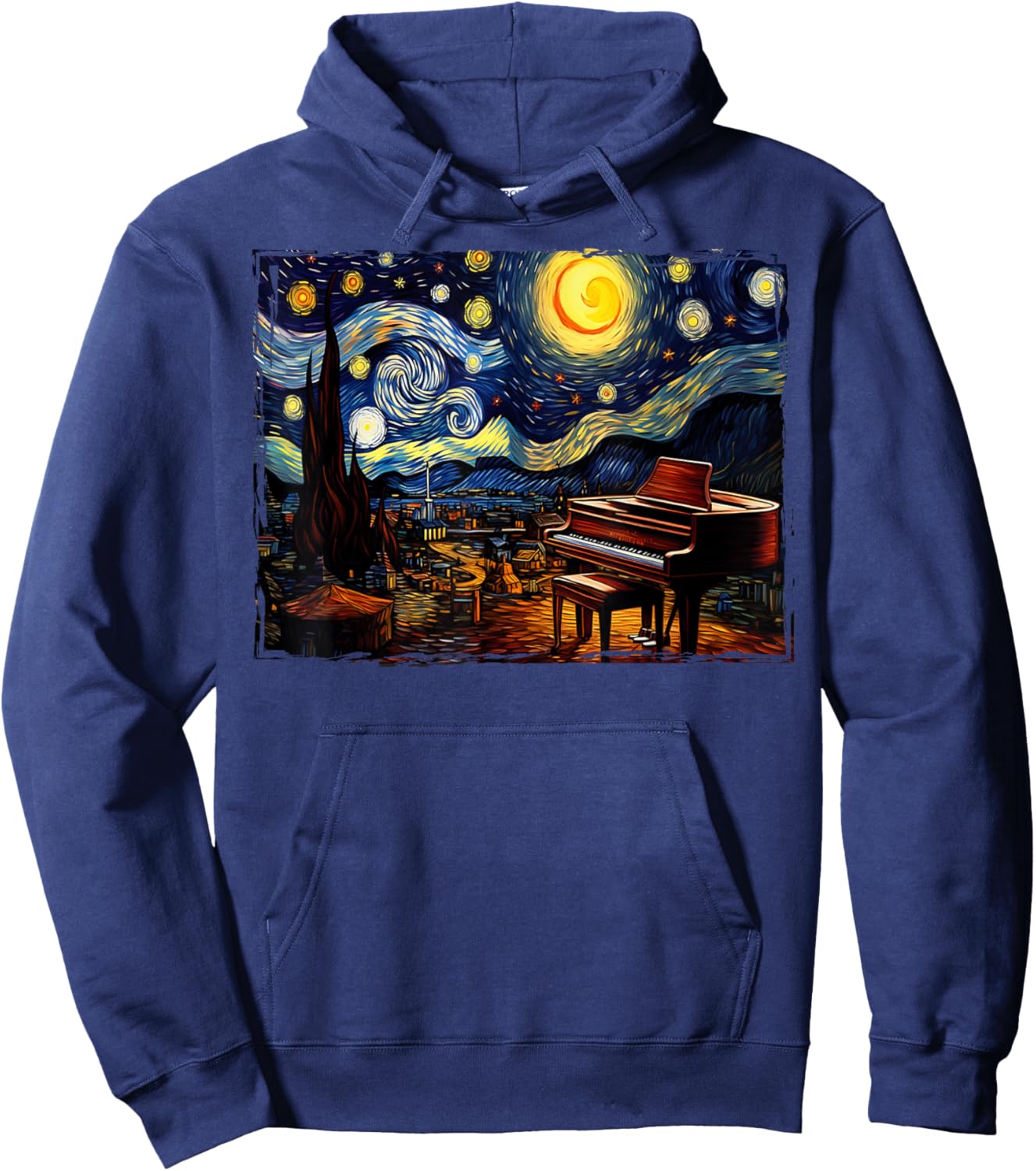 Van Gogh Music Lover Piano Piano Piano Hoodie - Hoodie | Navy