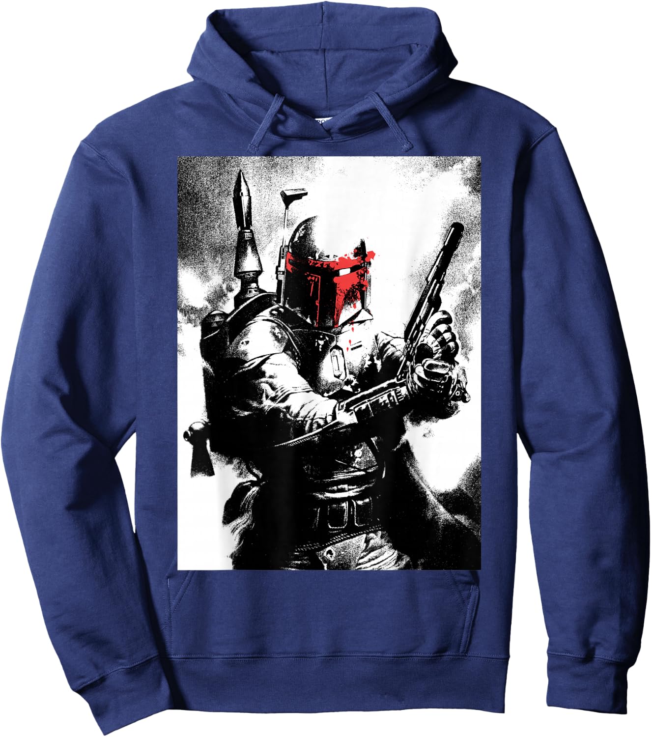Star Wars Boba Fett Red Mask Portrait Hoodie - Hoodie | Navy