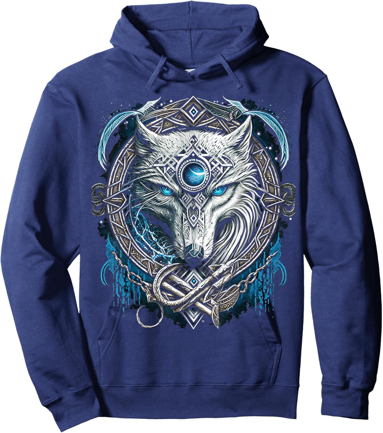 Odin's Wolf Northman Valhalla Norse Mythology Hoodie - Hoodie | Navy