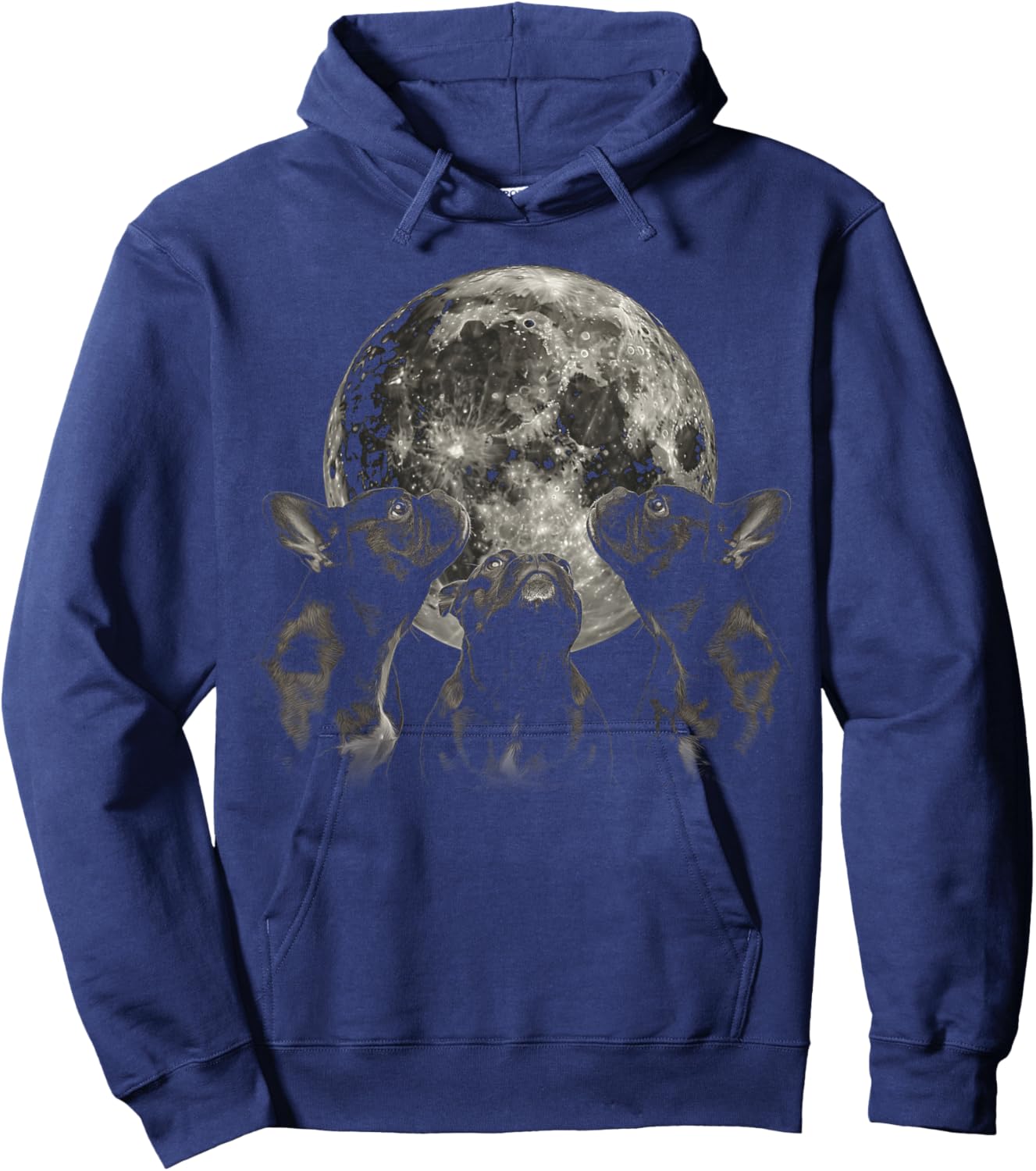 French Bulldog Frenchie Dog Howling Moon Hoodie - Hoodie | Navy