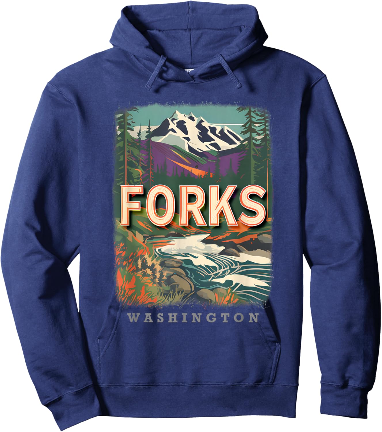 Forks Washington WA Outdoor Adventures SD115 Hoodie - Hoodie | Navy