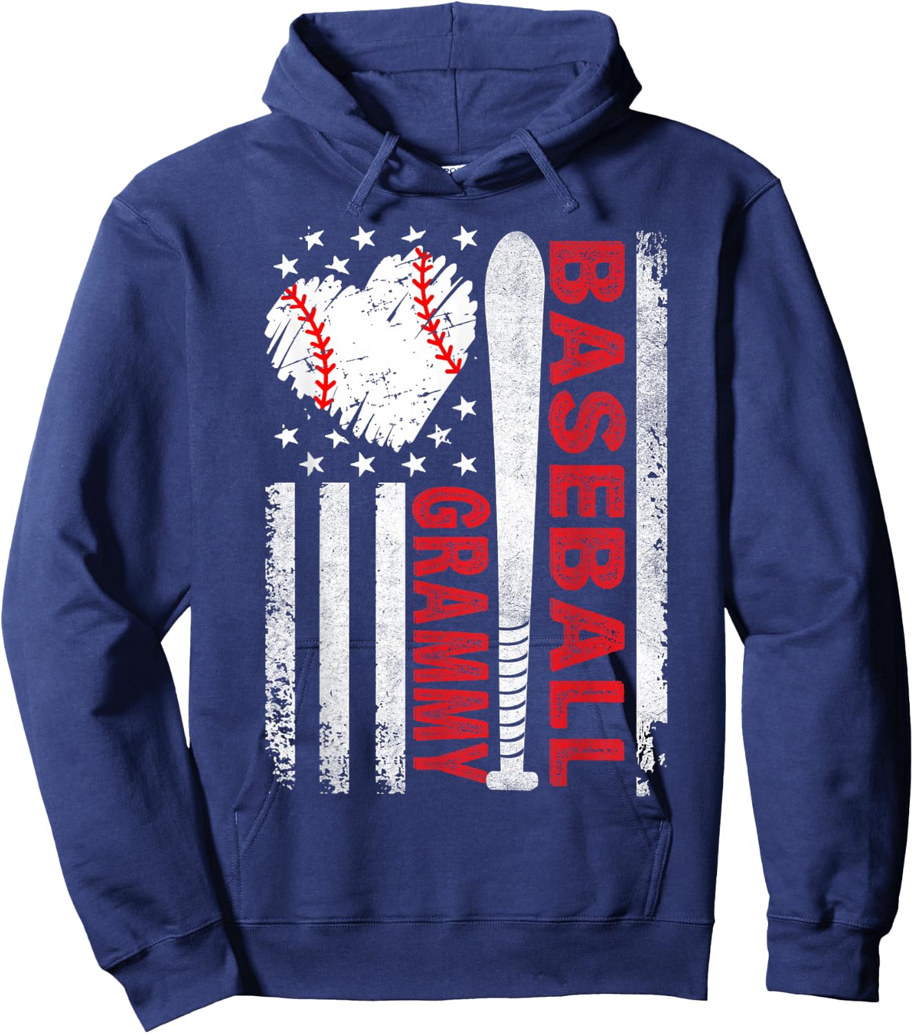 American Flag Baseball Grammy Baseball Heart Hoodie - Hoodie | Navy