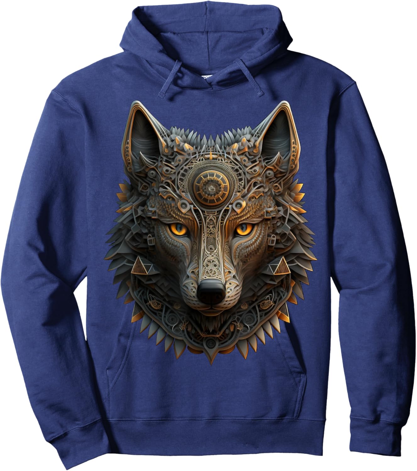 Wolf Mandala Artwork Animal Print Animal Lovers Hoodie - Hoodie | Navy