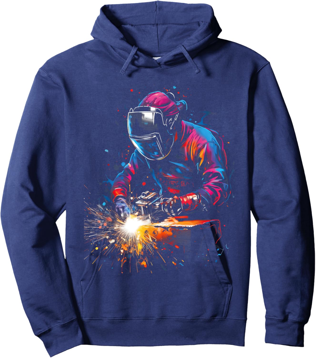 Colorful Metalwork Art Worker Metal Men Hoodie - Hoodie | Navy