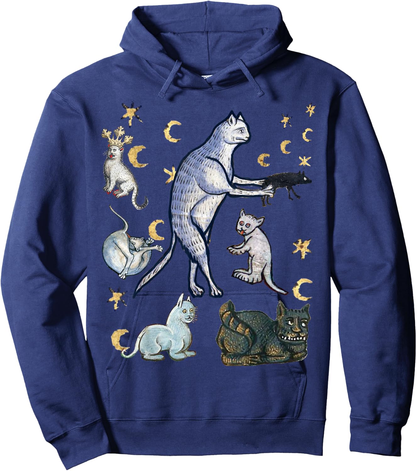 Ugly Medieval Cats Hoodie - Hoodie | Navy