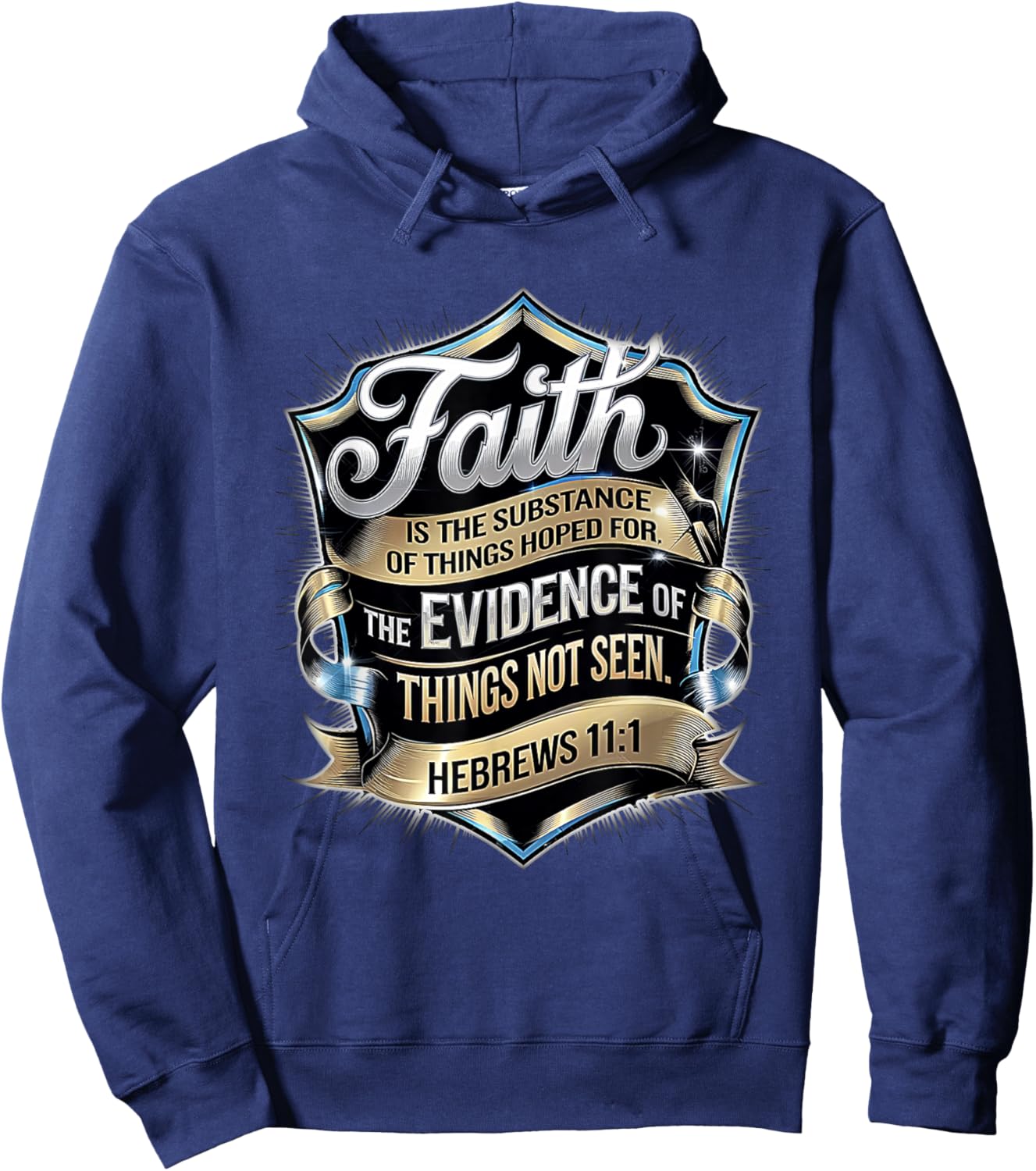 Hebrews 11:1 Ornate Faith Design Hoodie - Hoodie | Navy