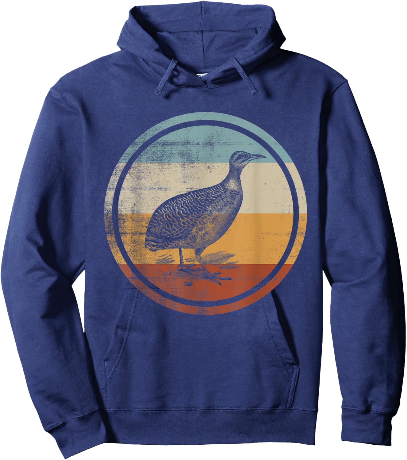Retro Vintage Bird Design Red Winged Tinamou Hoodie - Hoodie | Navy