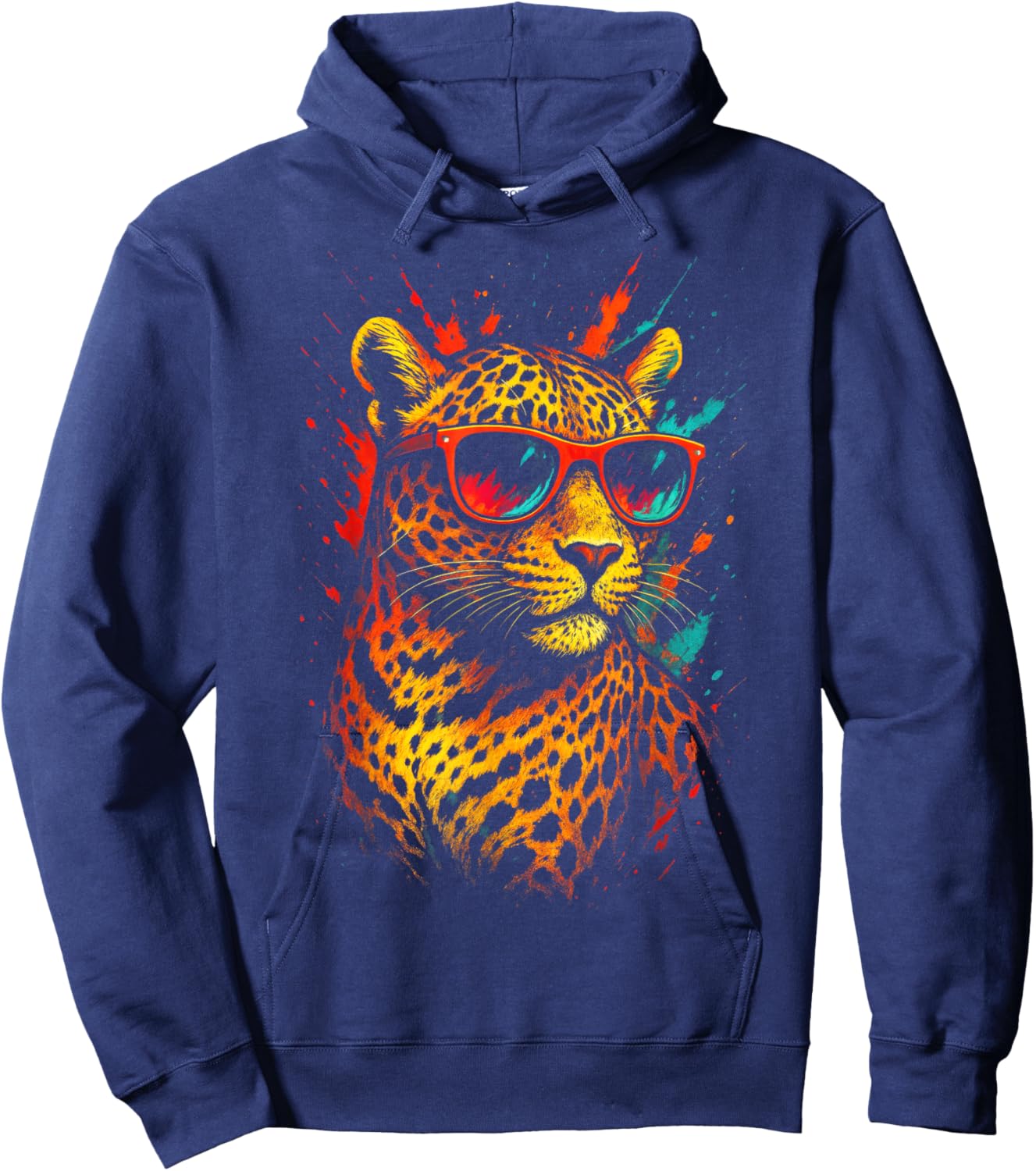 Leopard Sonnenbrille Tier Kunst Leoparden Tiere Hoodie - Hoodie | Navy