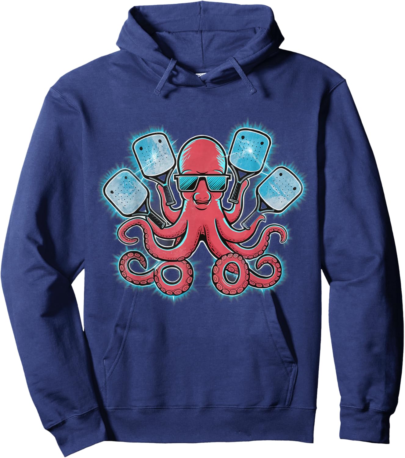 Octopus Holding a Pickleball Paddle Hoodie - Hoodie | Navy