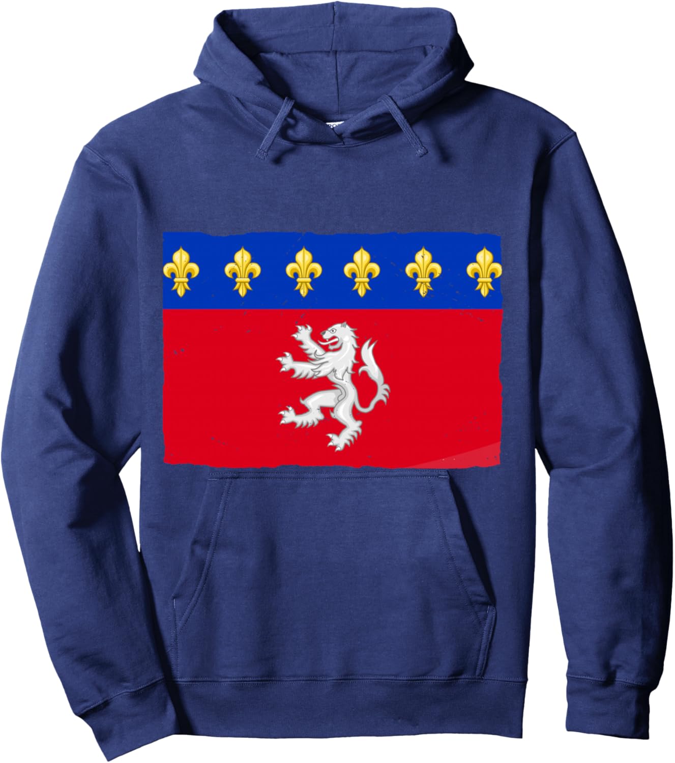Vintage Lyon Flag Gift Lyon France Hoodie - Hoodie | Navy