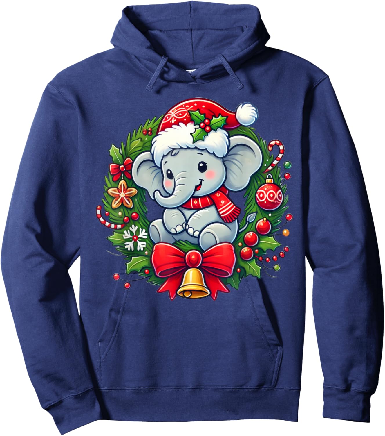 Elephant Santa Hat Christmas Xmas Hoodie - Hoodie | Navy