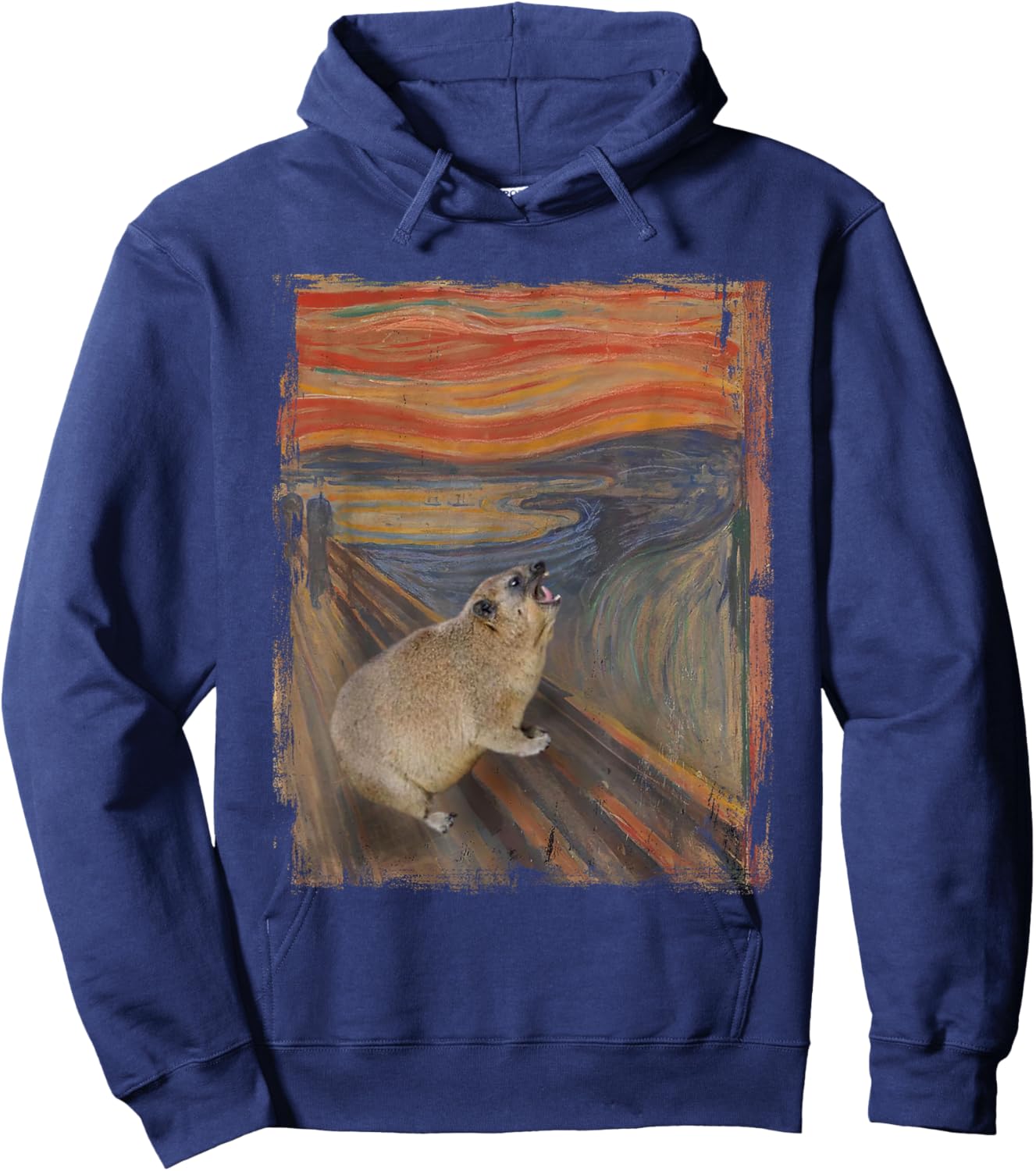 Hyrax Scream Meme Vintage Awawa Hyrax Lover Hoodie - Hoodie | Navy