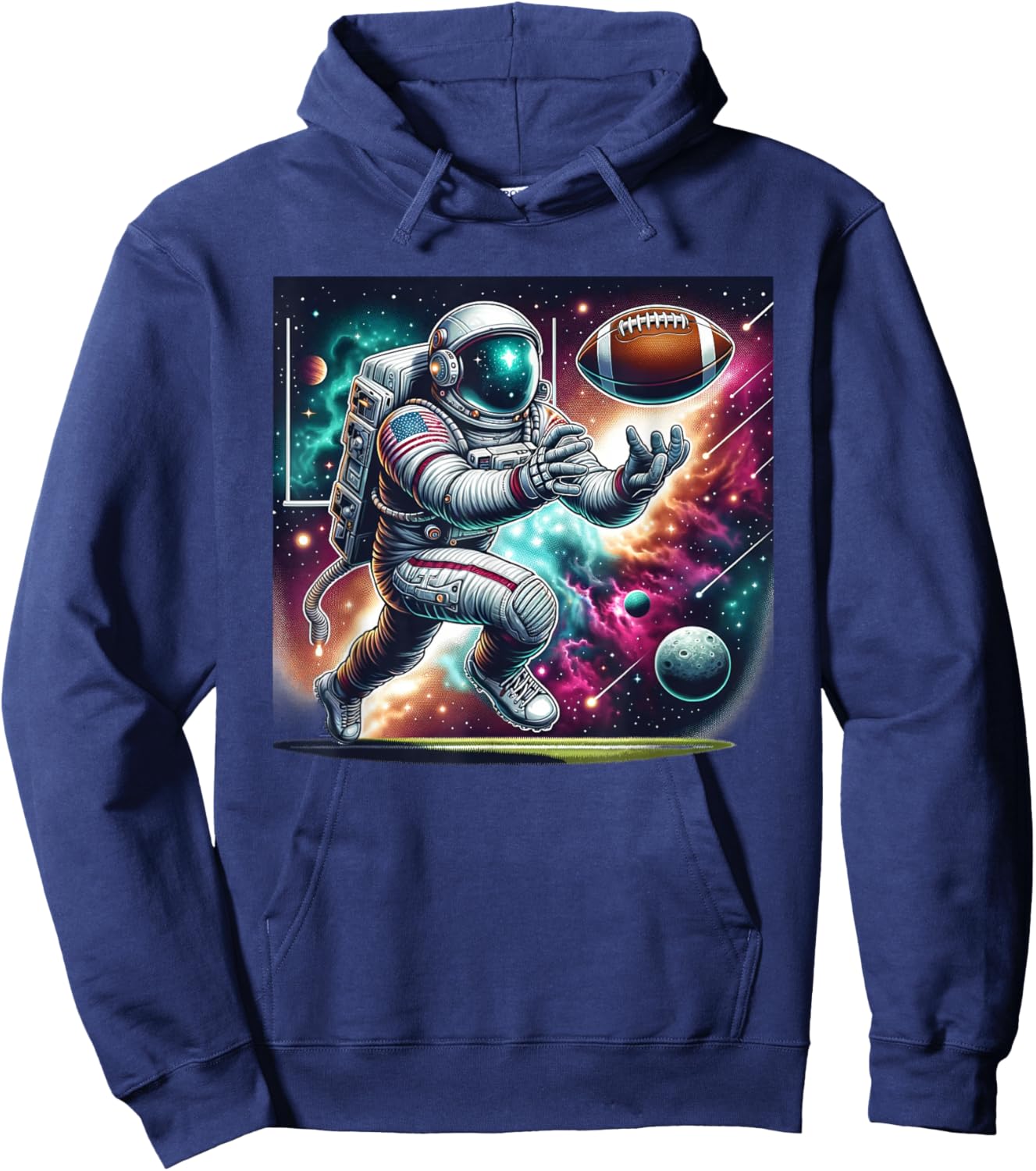 Astronaut Playing Football in Space Hoodie - Hoodie | Navy