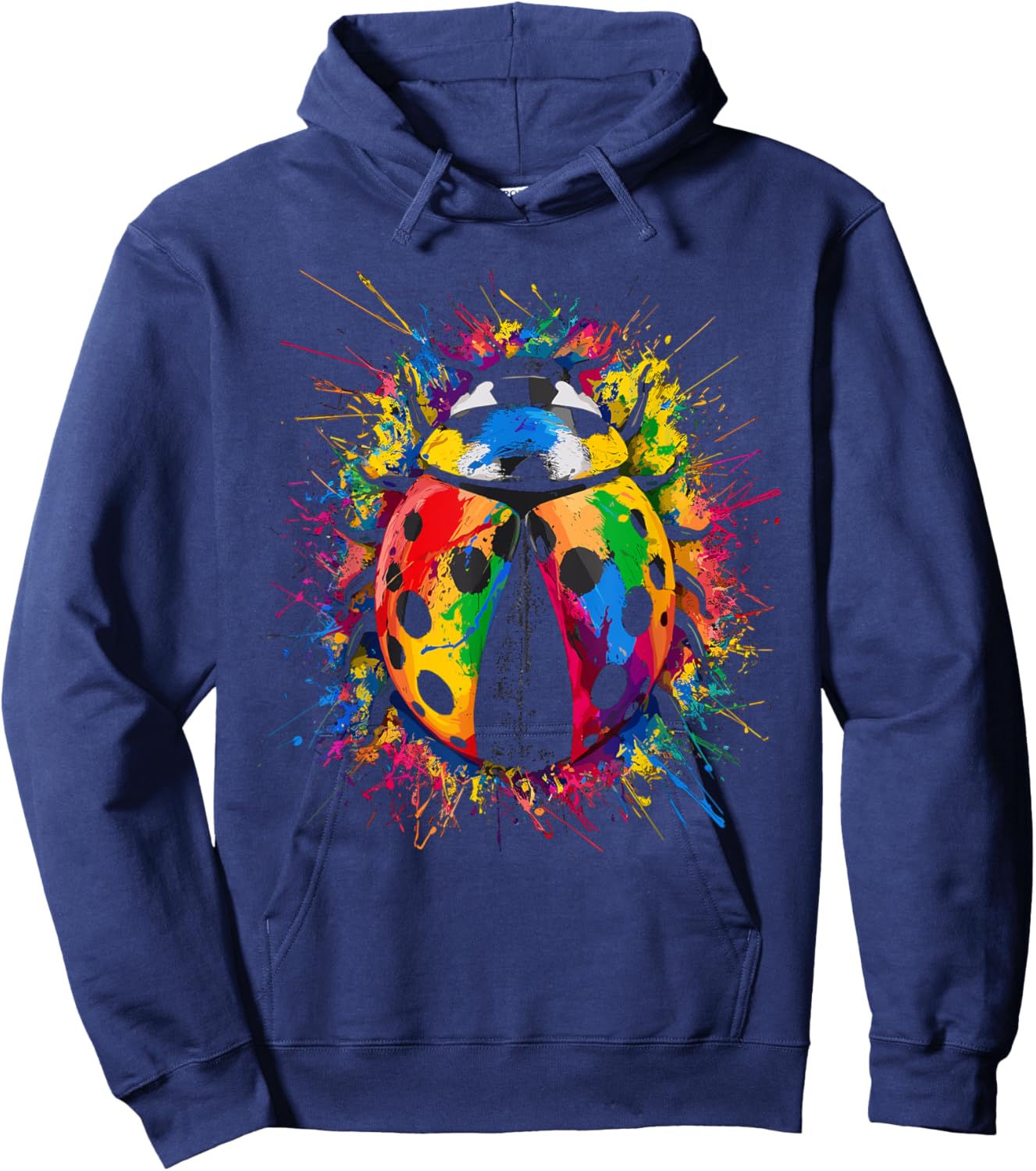 Colorful Paint Splash Ladybug Art Graphic Hoodie - Hoodie | Navy