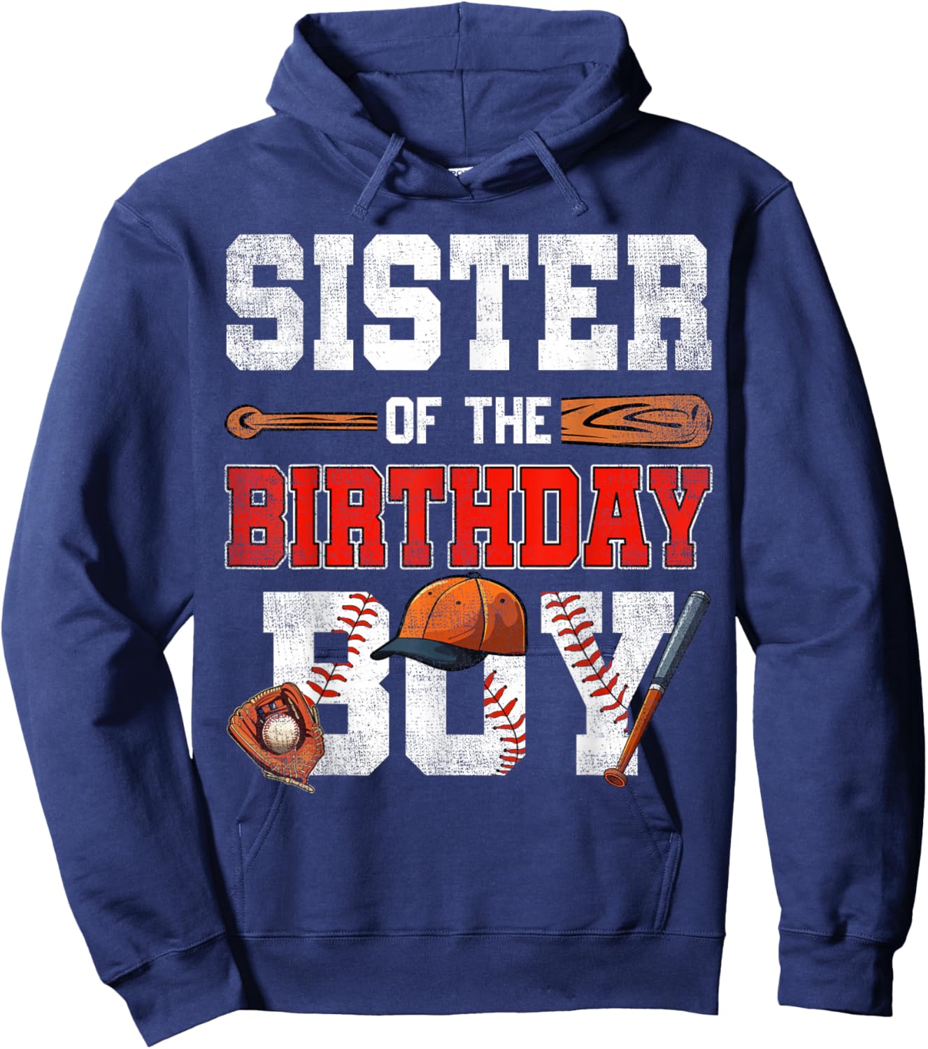 Sister Of The Birthday Boy Baseball Bday Family Hoodie - Hoodie | Navy