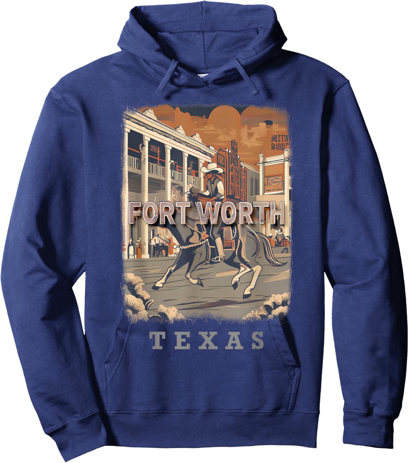 Fort Worth Texas TX Wild West Charm SD979 Hoodie - Hoodie | Navy