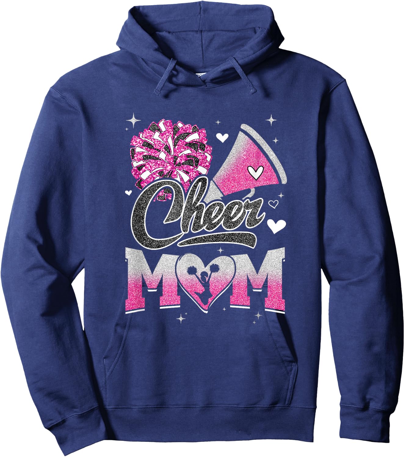 Cheer Mom Pink Cheerleading Football Graphic Hoodie - Hoodie | Navy