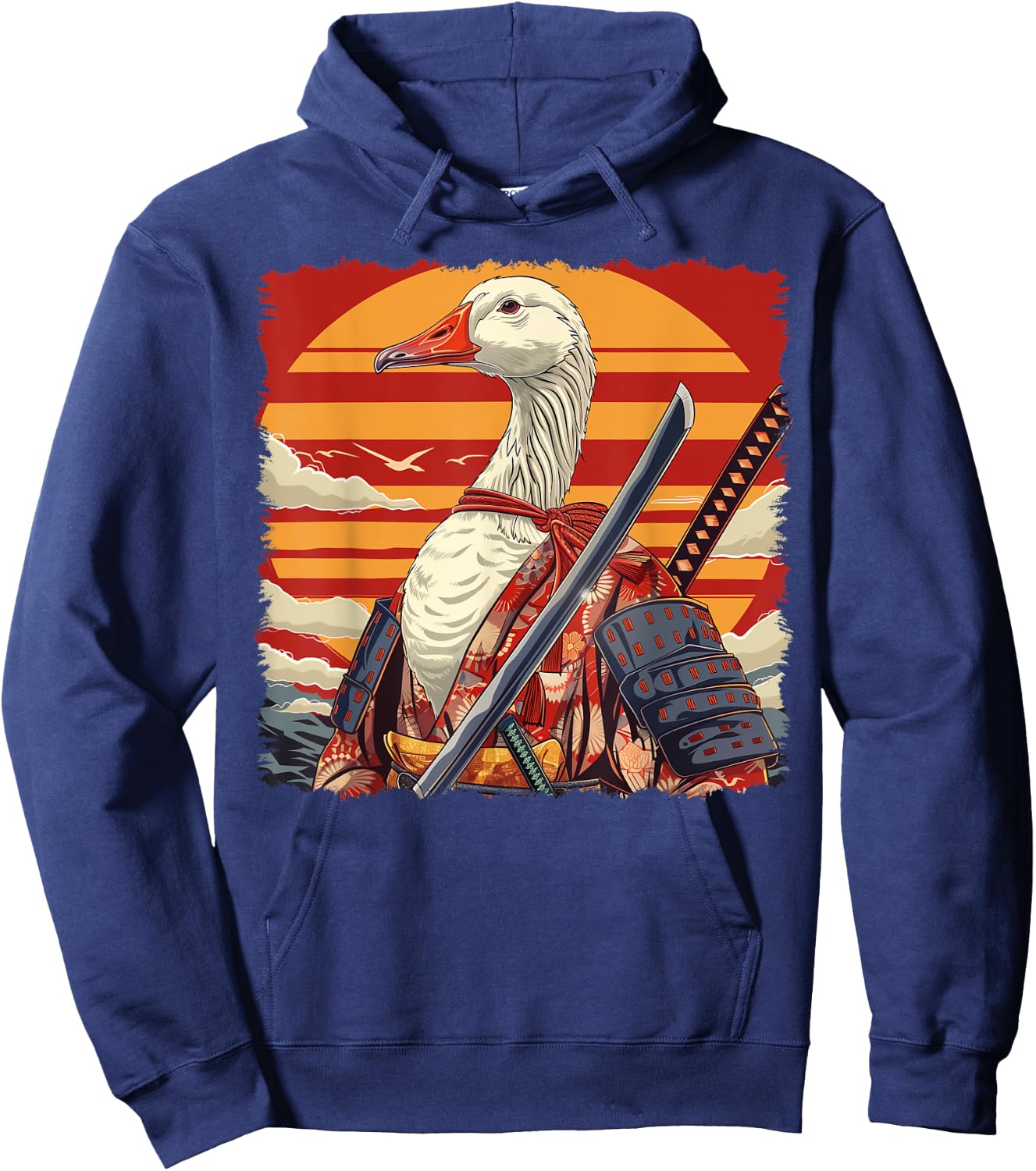 Goose Duck Japanese Art Samurai Ukiyo-e Hoodie - Hoodie | Navy