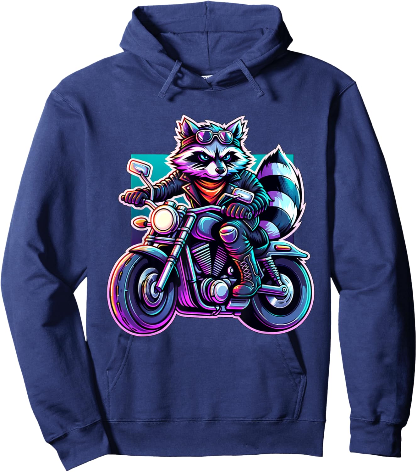 Biker Racoon Riding Motorbike Hoodie - Hoodie | Navy