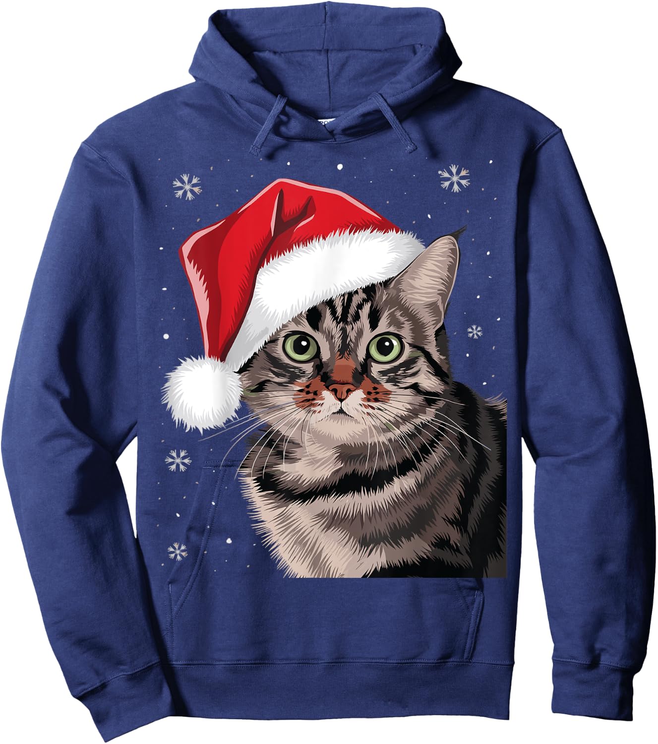 Festive Christmas Cat with Santa Hat Hoodie - Hoodie | Navy