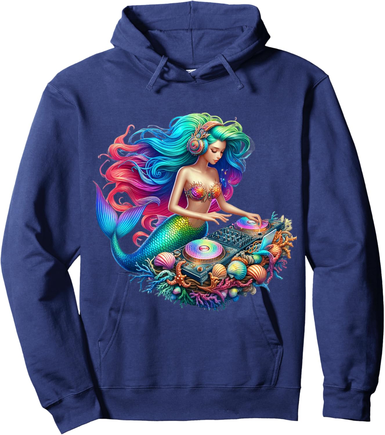 Underwater Mermaid DJ - EDM Music Lover Hoodie - Hoodie | Navy