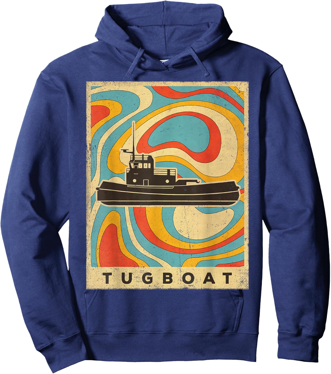Vintage Tugboat Retro Gift Hoodie - Hoodie | Navy