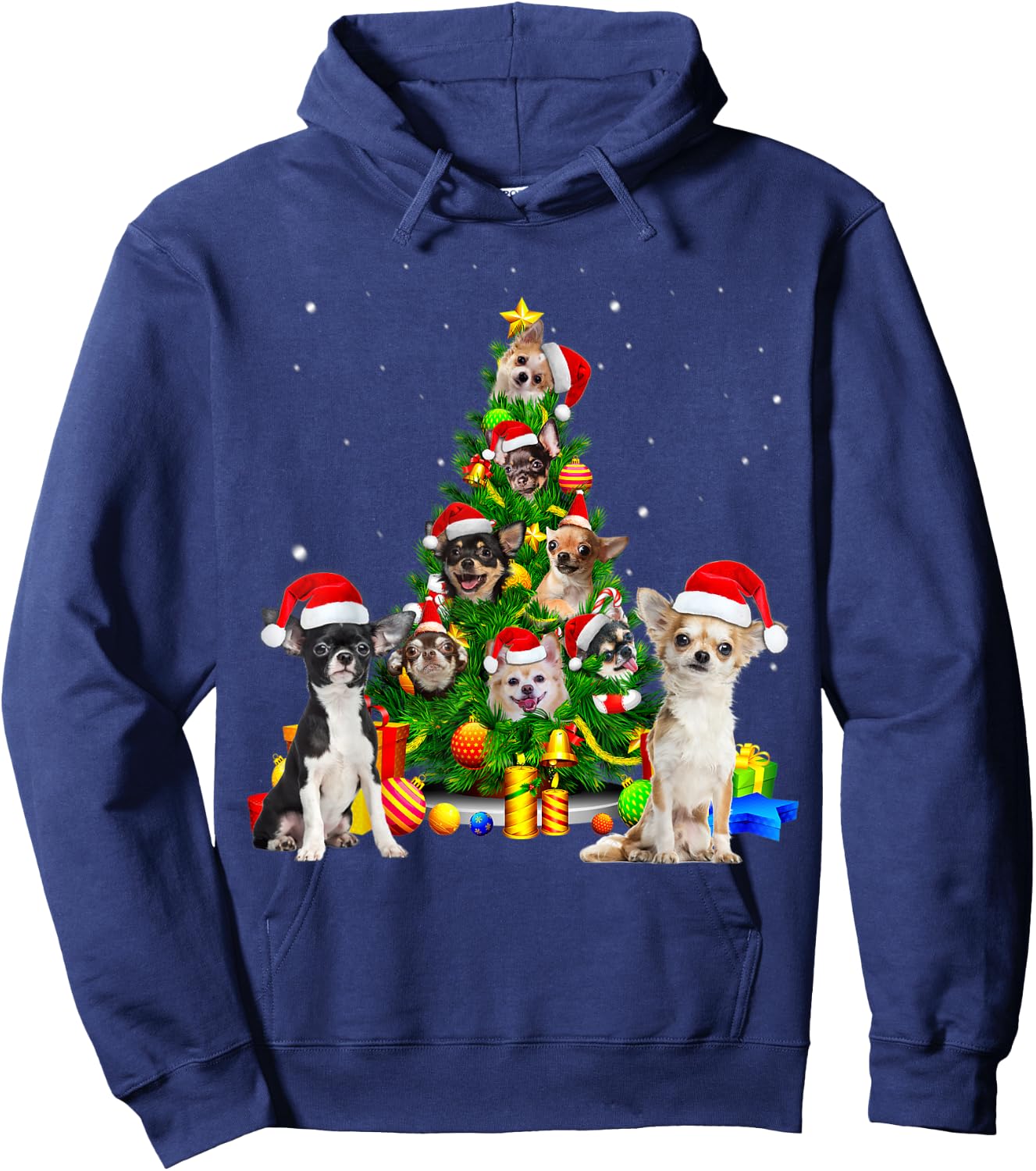 Chihuahua Christmas Tree X-Mas Gift Hoodie - Hoodie | Navy