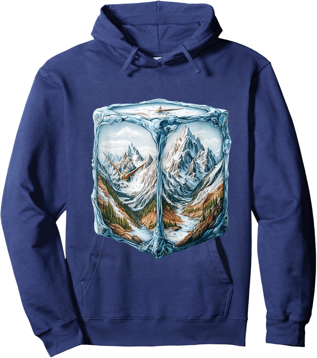 Adventure Scene with Clock in Ice Hoodie - Hoodie | Navy