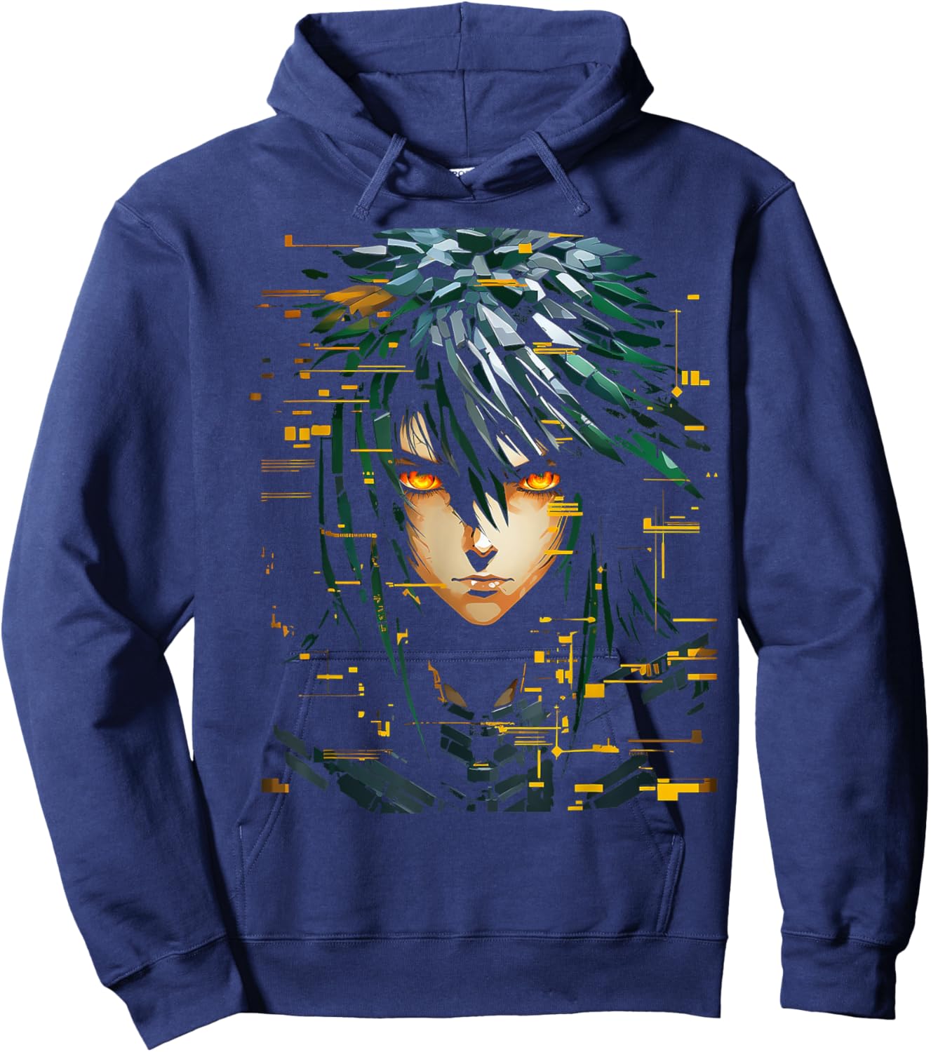 Anime Men Pixel Art Graphic Fantasy Anime Hoodie - Hoodie | Navy