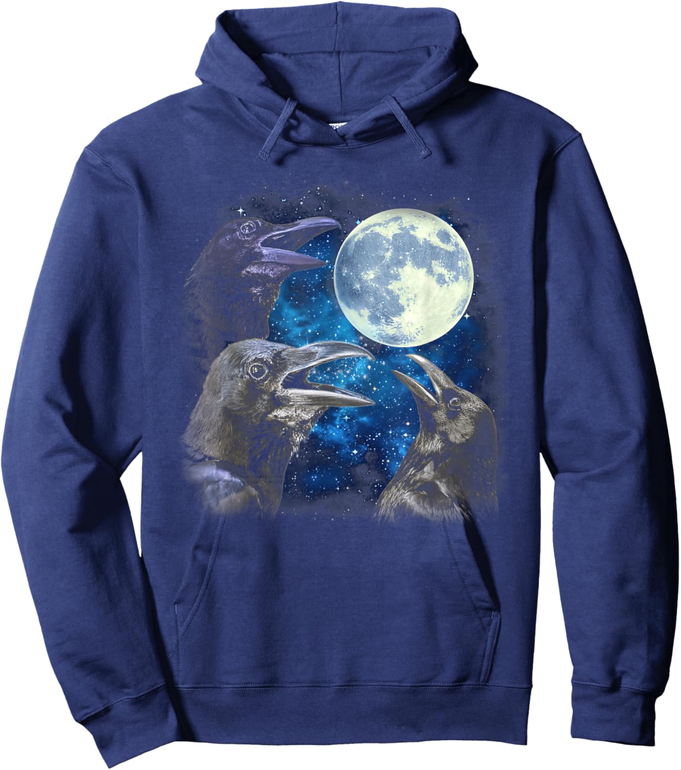 Crows Howling At The Moon - Funny Crow Bird Hoodie - Hoodie | Navy