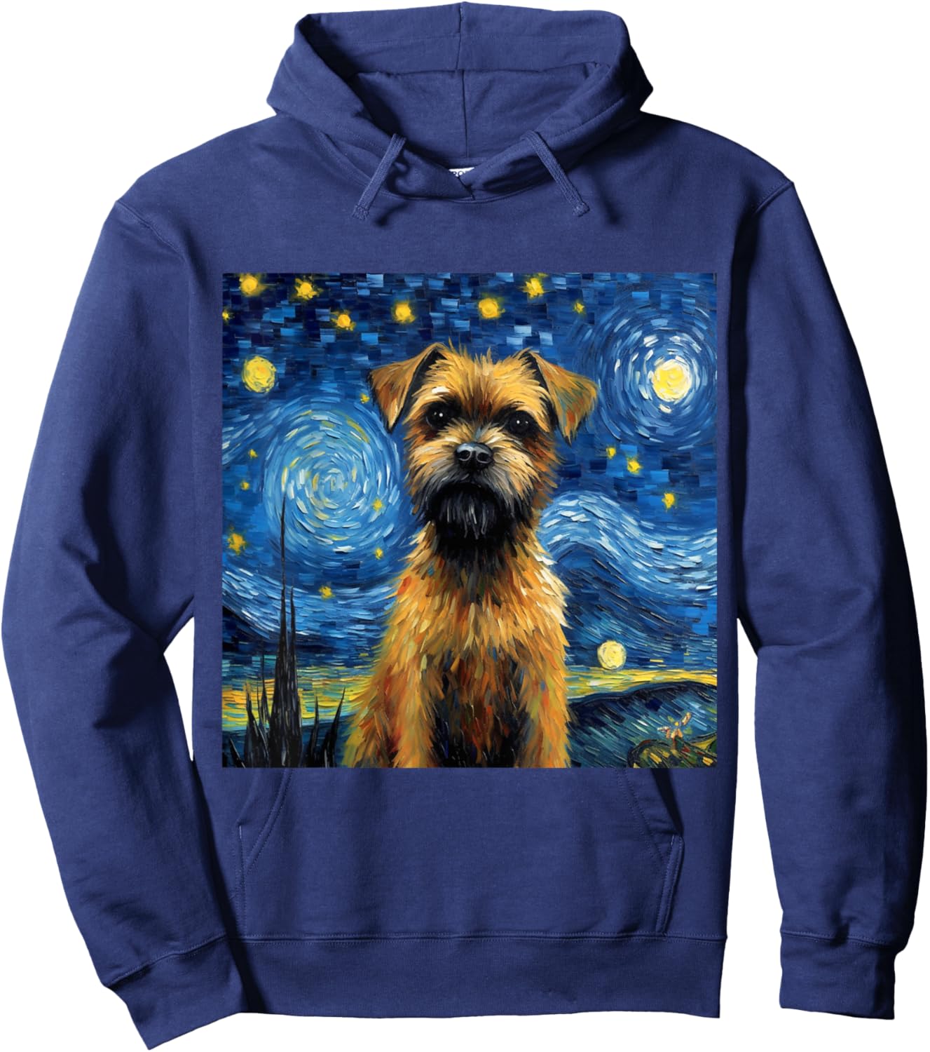 Border Terrier Starry Night - Border Terrier Hoodie - Hoodie | Navy