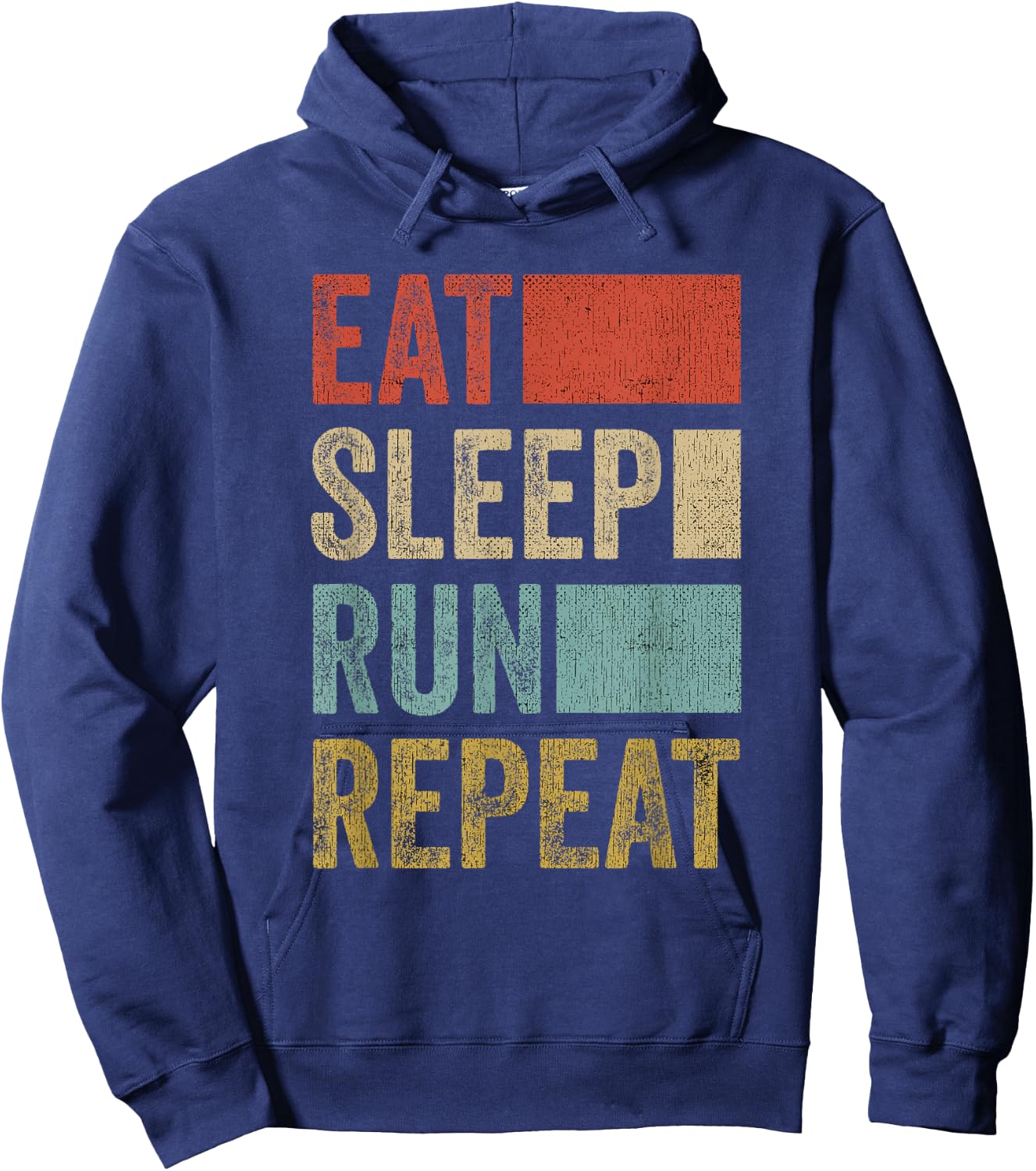 Running Jogging Gift Retro Eat Sleep Run Hoodie - Hoodie | Navy