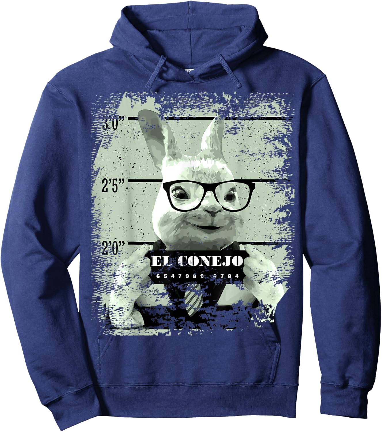 Bunny Mug Shot Rabbit in Jail Mexican El Conejo Hoodie - Hoodie | Navy