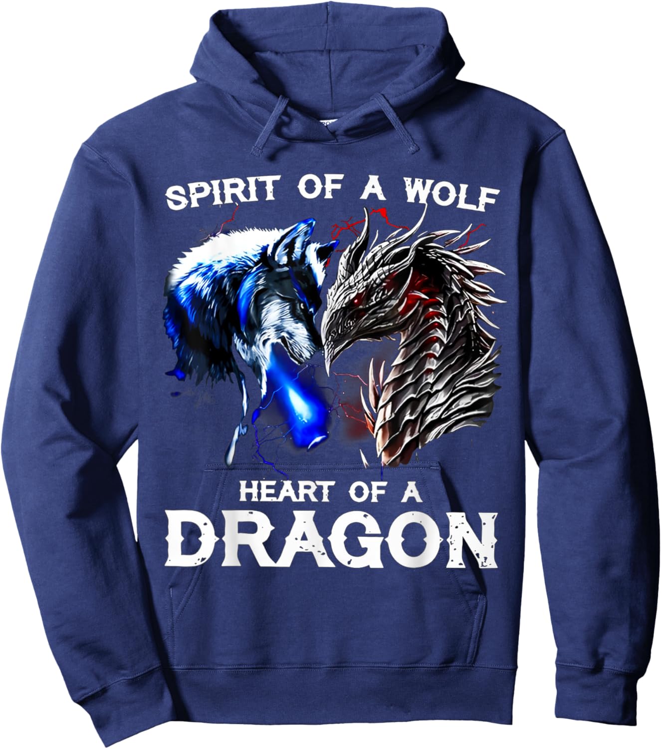 The Soul of a Wolf The Heart of a Dragon Hoodie - Hoodie | Navy