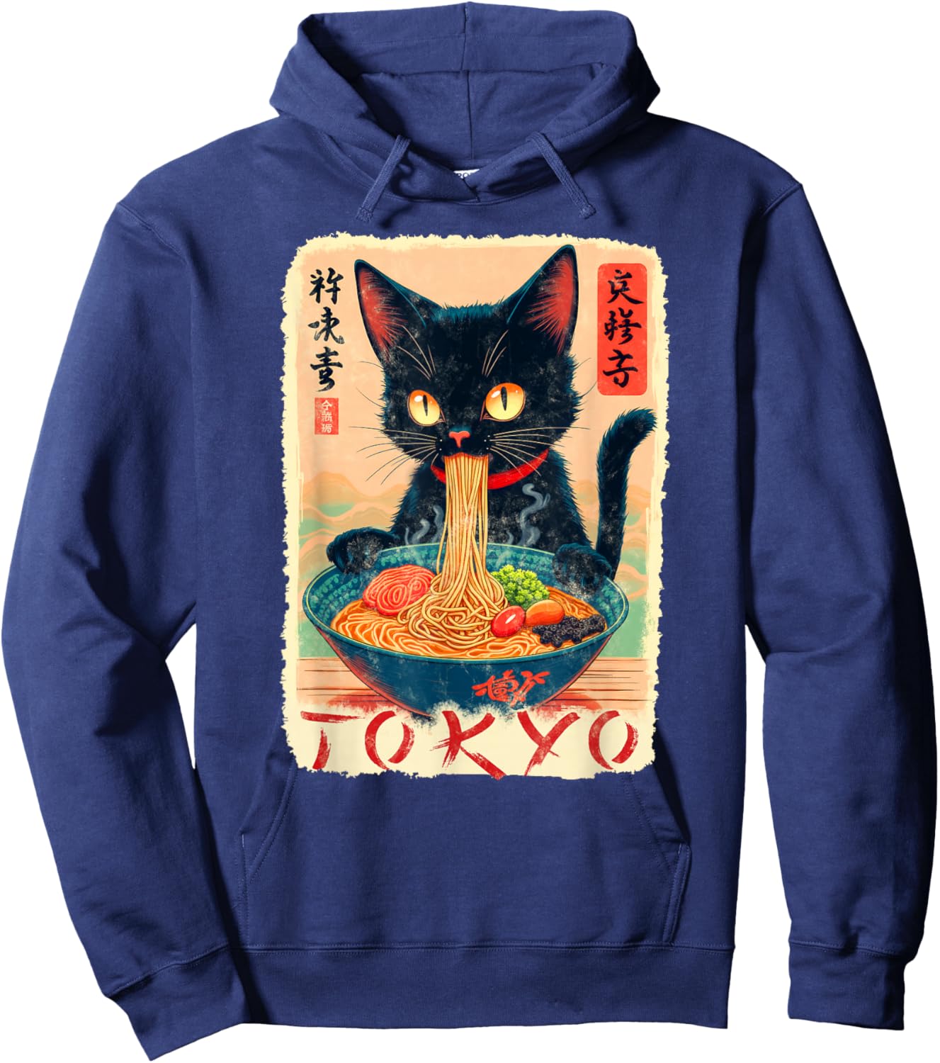Tokyo cat Ramen Noodles Japanese Culture Hoodie - Hoodie | Navy