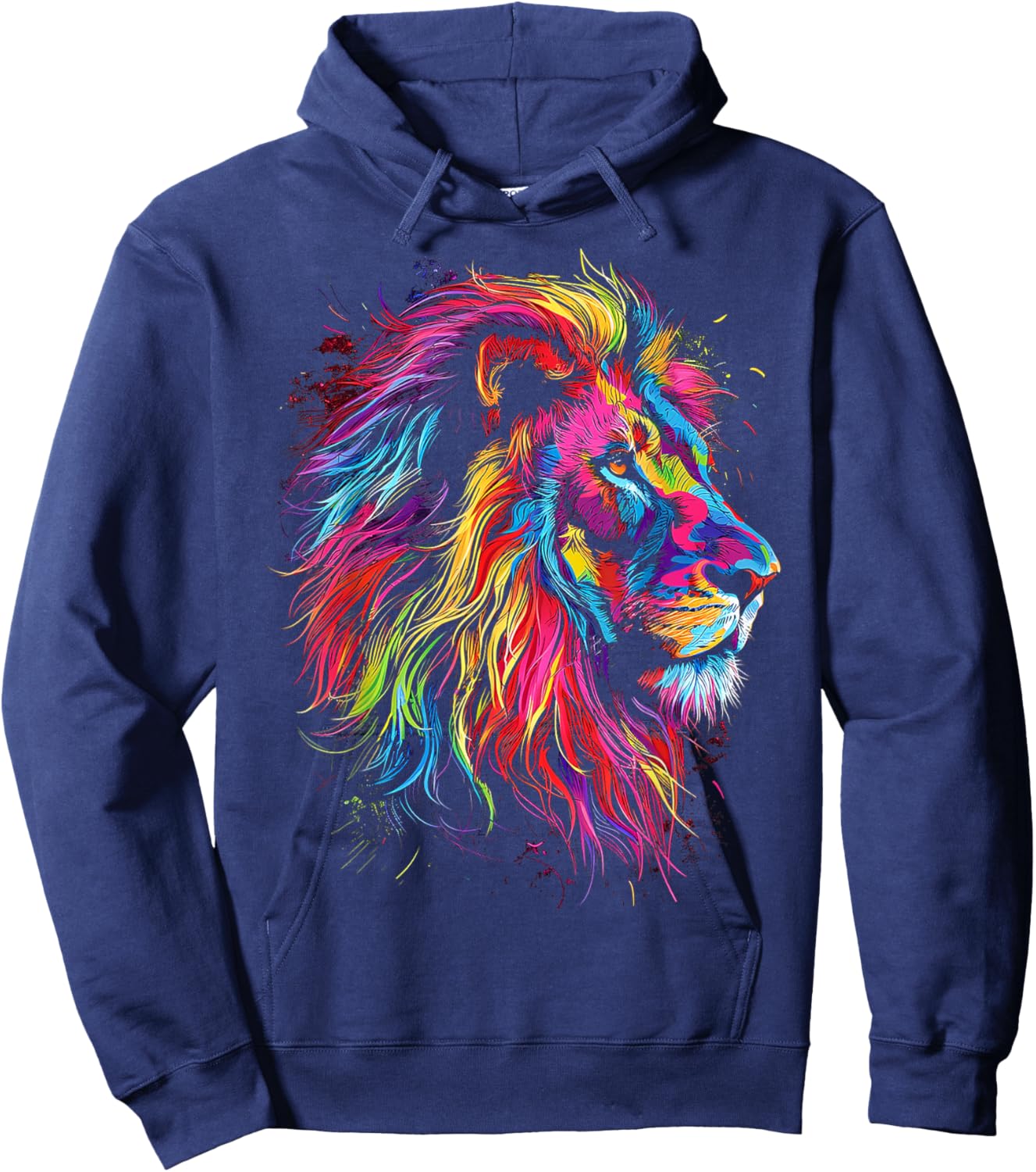 Lion Art Abstract Colorful Animal Graphic Lion Hoodie - Hoodie | Navy