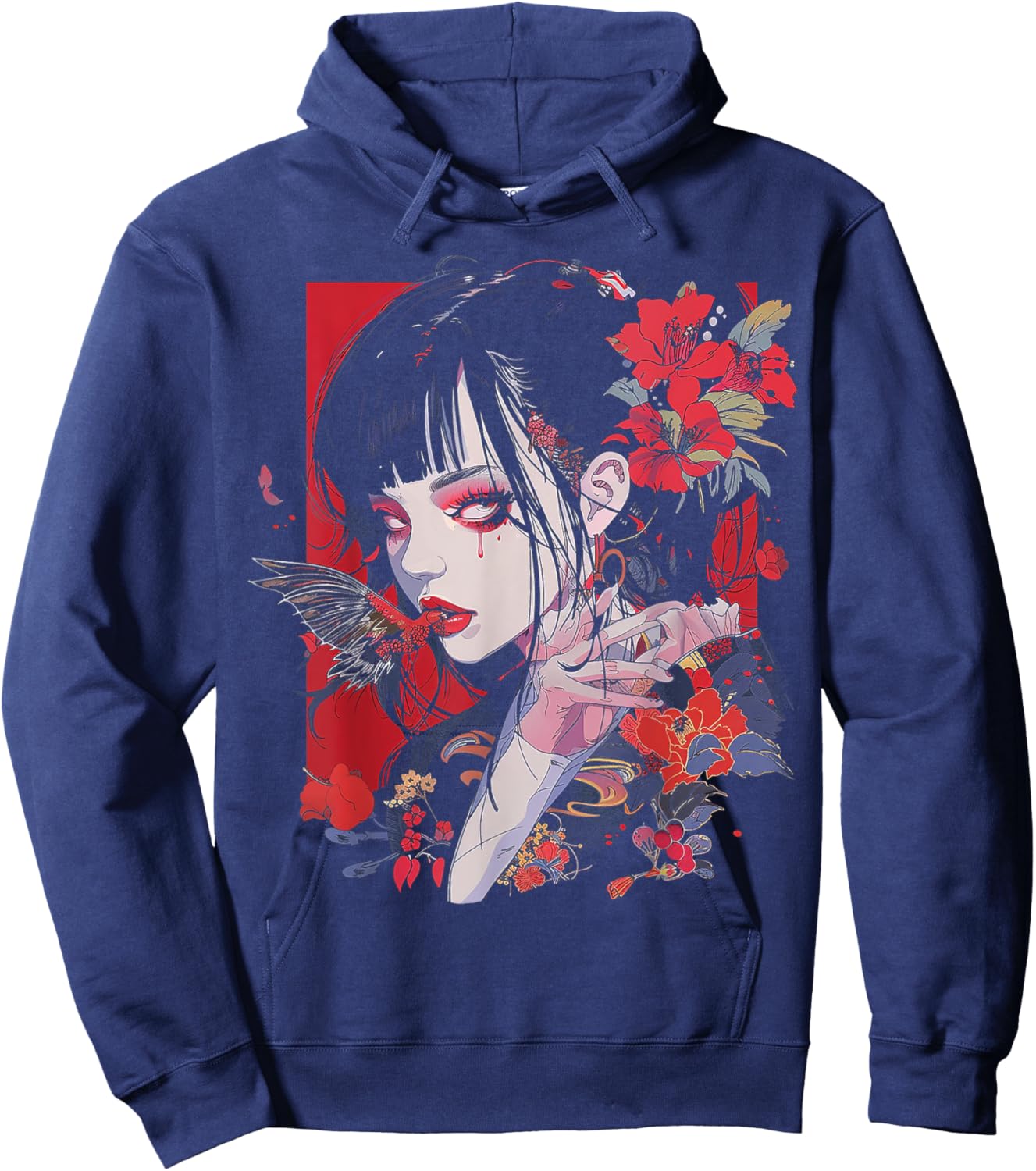 Anime Manga Motif Illustration Anime Hoodie - Hoodie | Navy