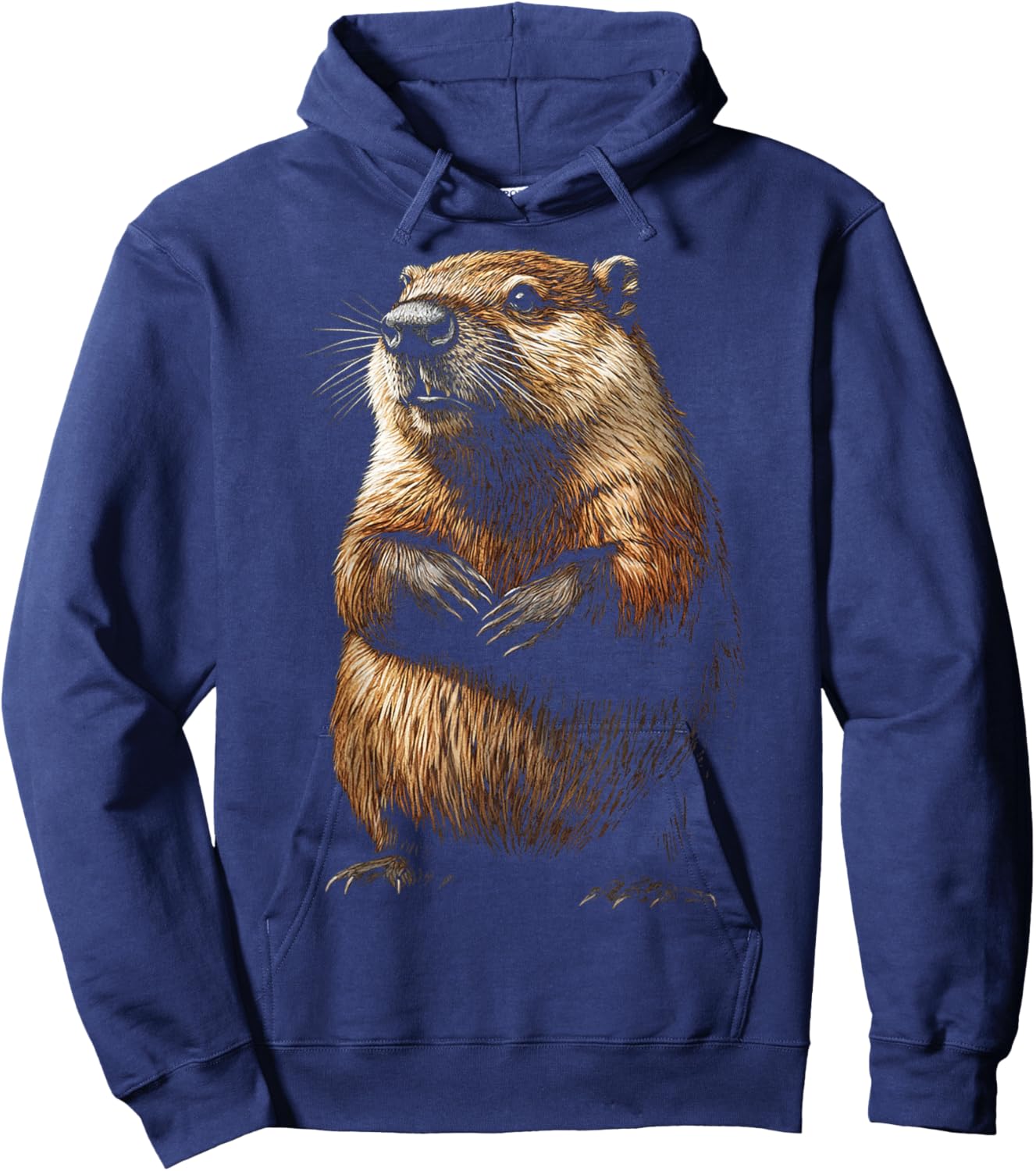 Beaver Animal Motif Artwork Beaver Hoodie - Hoodie | Navy