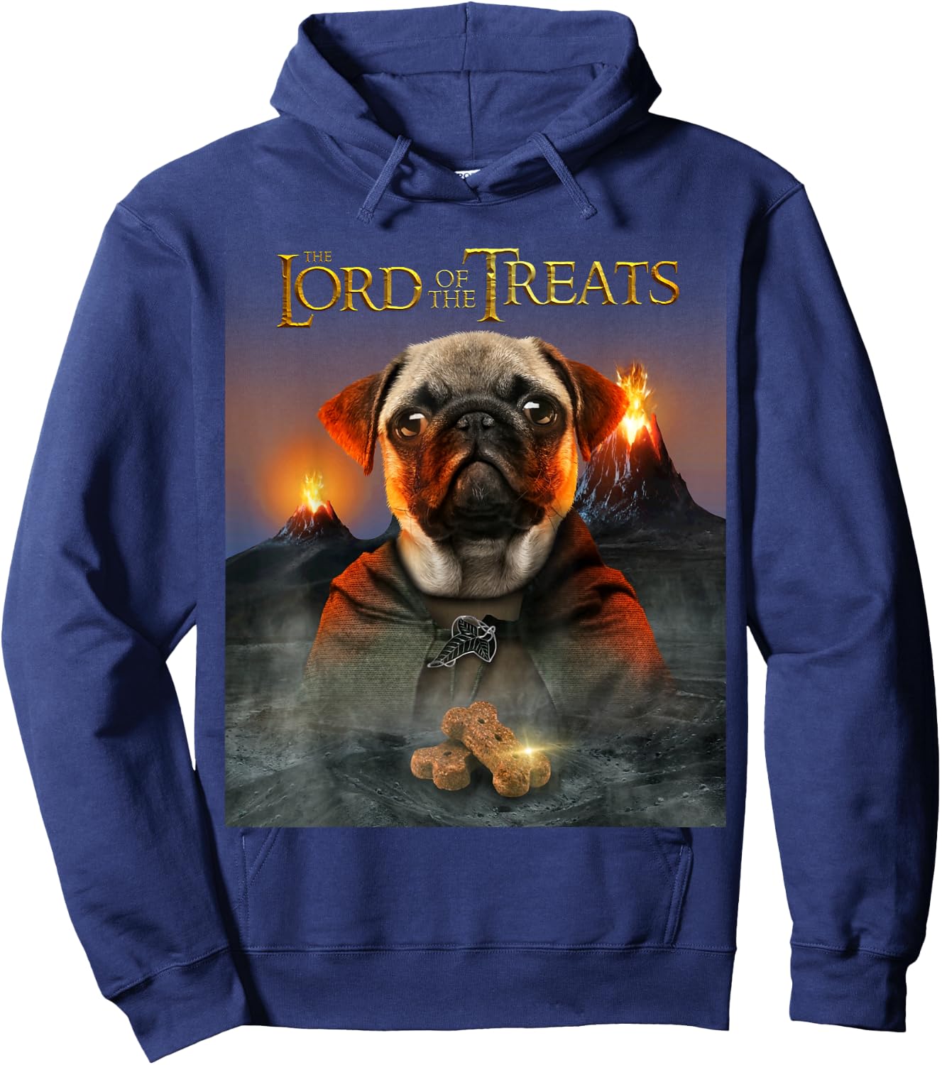 LORD OF THE TREATS - Funny & Cute Pug Puppy Hoodie - Hoodie | Navy