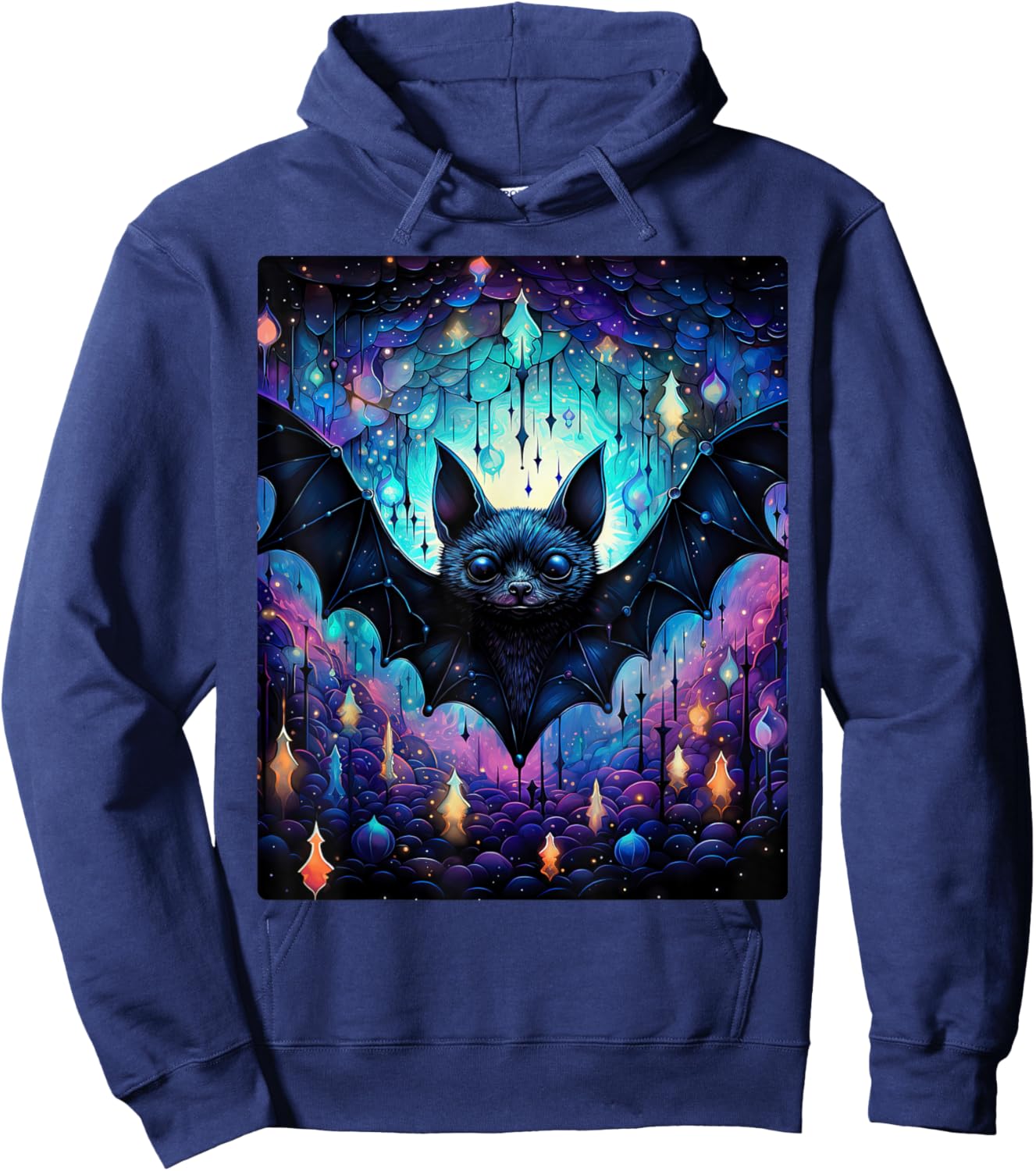 Gothic Bat Spooky Bats Pattern Moon Night Hoodie - Hoodie | Navy