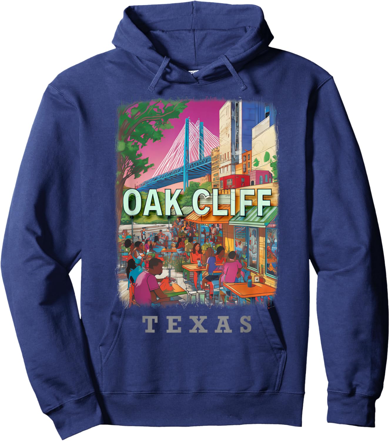 Oak Cliff Texas TX Vibrant Downtown SD539 Hoodie - Hoodie | Navy