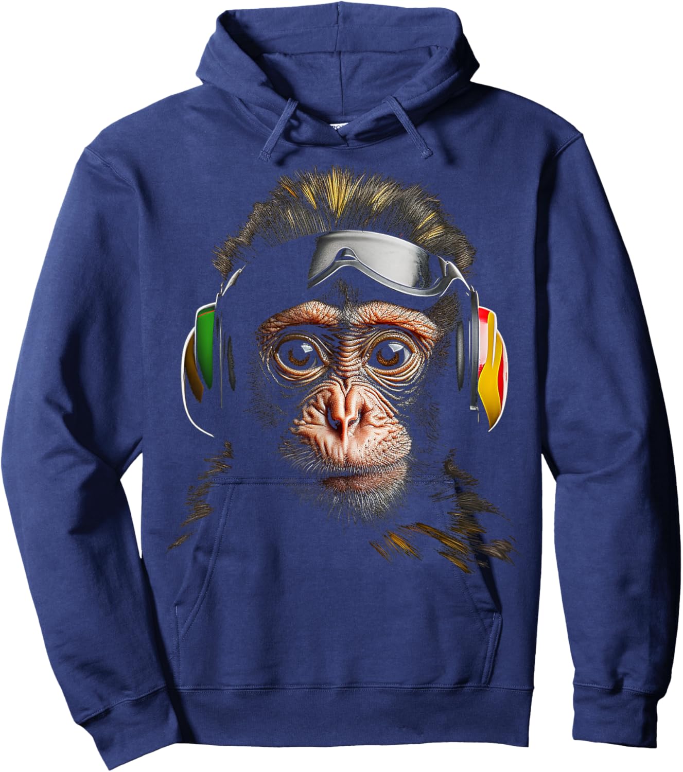 Monkey Headphone Animal Sunglass Art Monkey Hoodie - Hoodie | Navy
