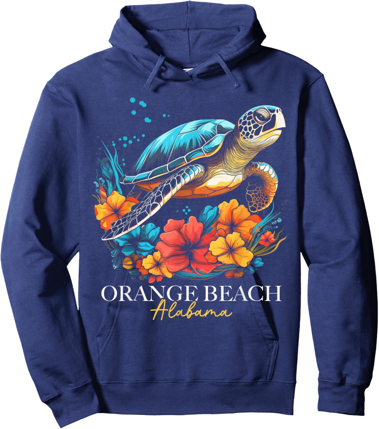 Orange Beach Alabama Sea Turtle Surf Surfer Hoodie - Hoodie | Navy