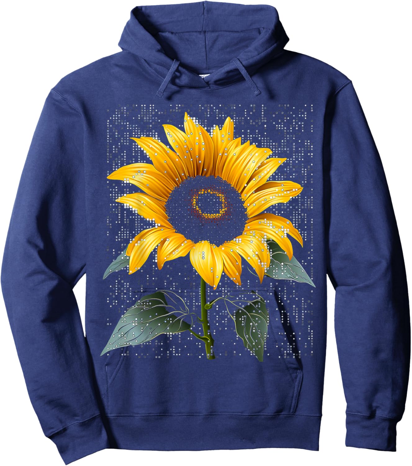 Sunflower Nature Motif Art Graphic Sunflower Hoodie - Hoodie | Navy