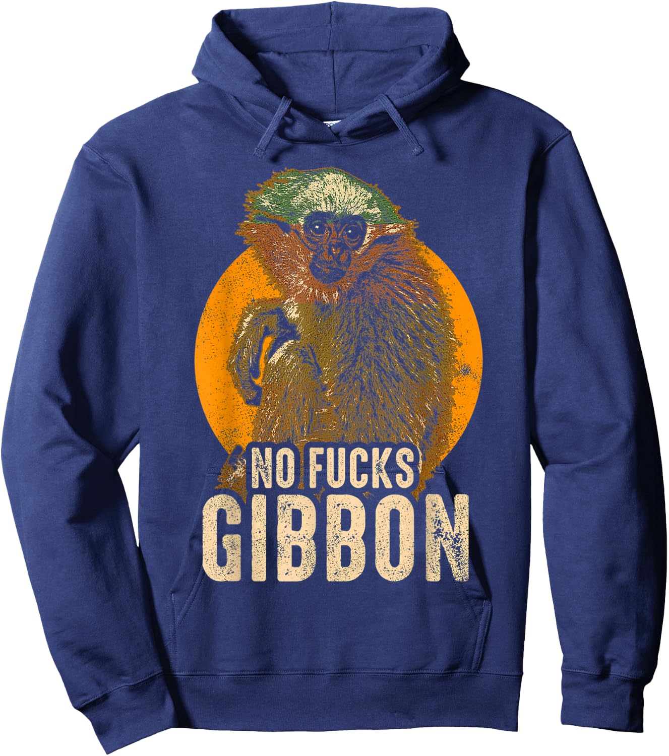No Fucks Gibbon - Funny Ape Monkey Animal Hoodie - Hoodie | Navy