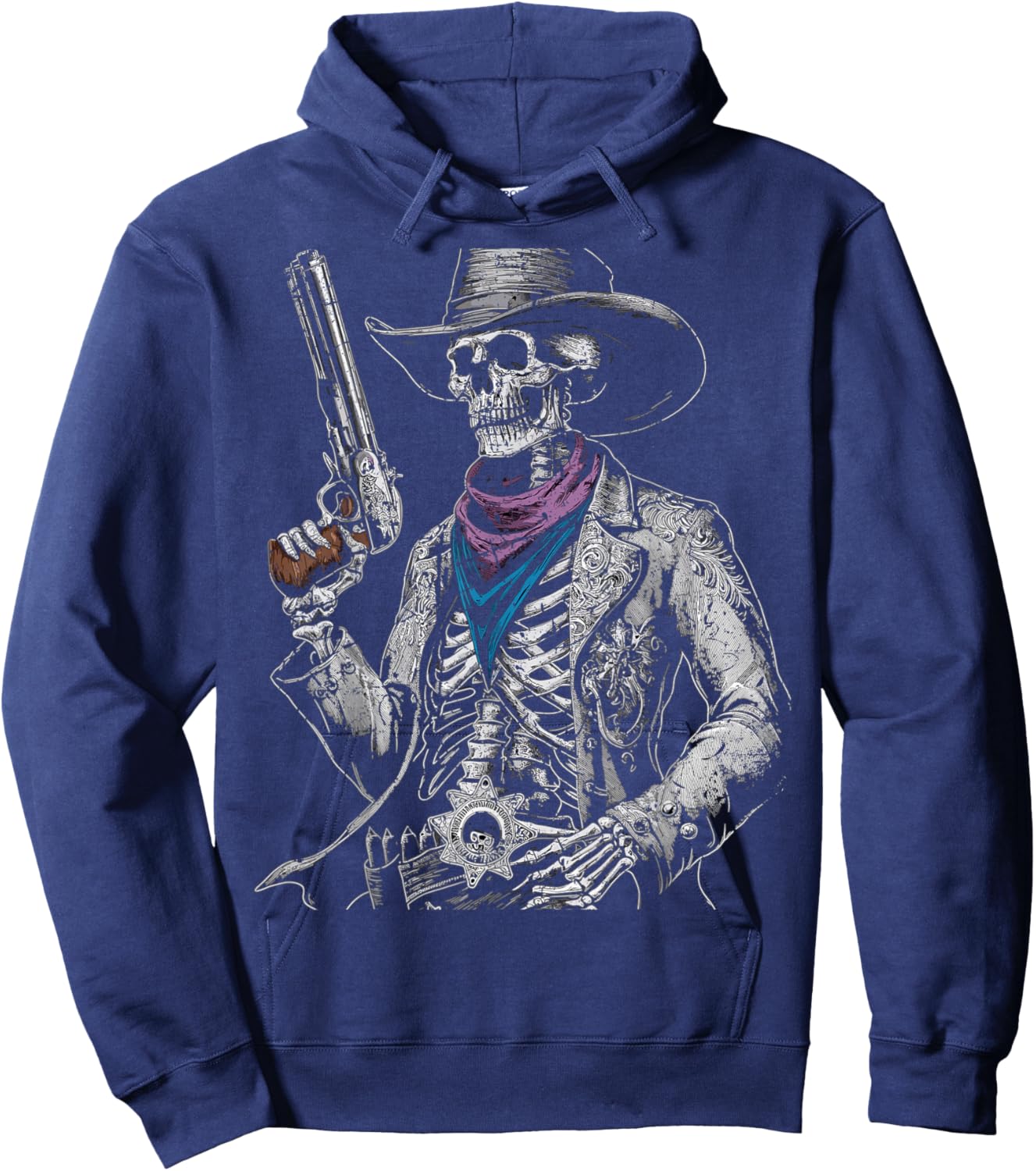 Outlaw Wild West Skeleton Cowboy Gunslinger Hoodie - Hoodie | Navy