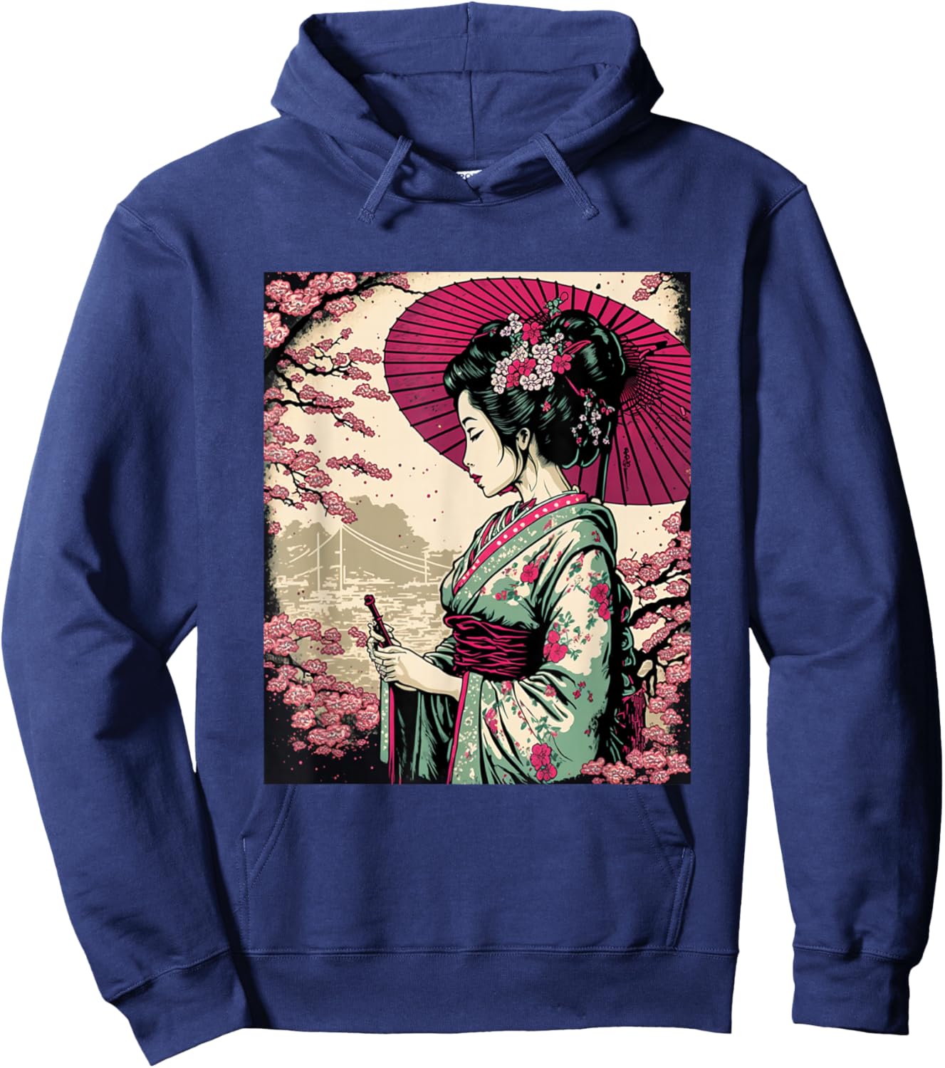 Classic Portrait Geisha Hoodie - Hoodie | Navy