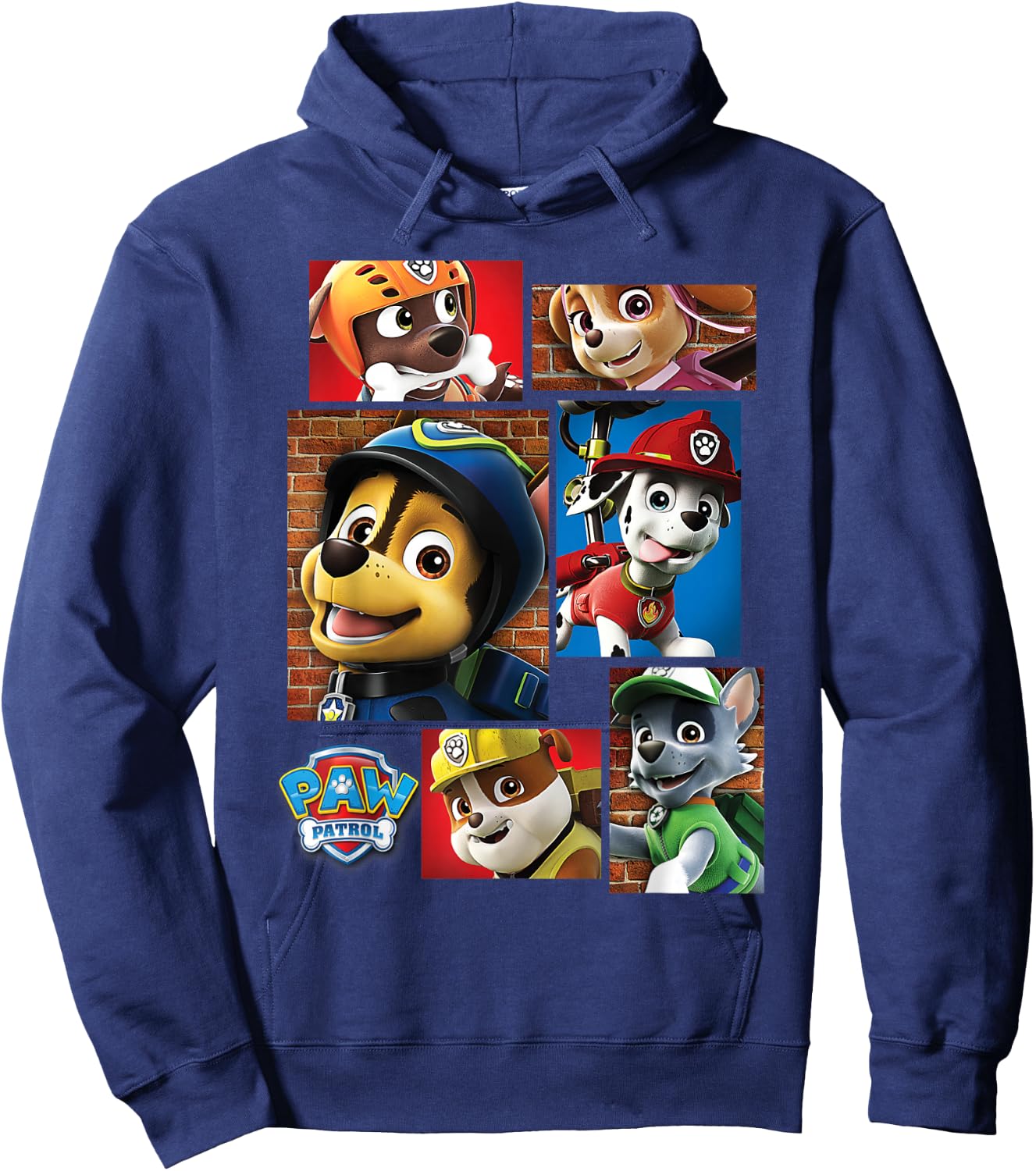Paw Patrol Rescue Dogs In Squares Hoodie - Hoodie | Navy